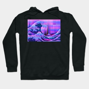 Pink and purple glitched the great wave Hoodie